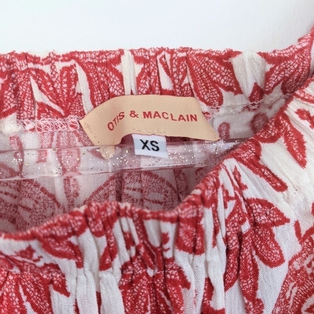 Otis & Maclain Red And White Off The Shoulder Crop Top Size Xs View 2